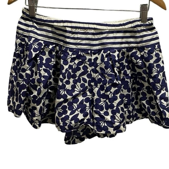 Nanette Lepore Blue White Striped Floral Coverup Silk Shorts Beachwear‎ Sz SM - Picture 2 of 11